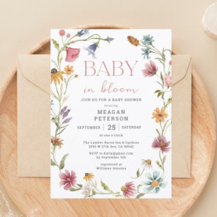 Wildflower Baby In Bloom Girl Baby Shower Invitation
