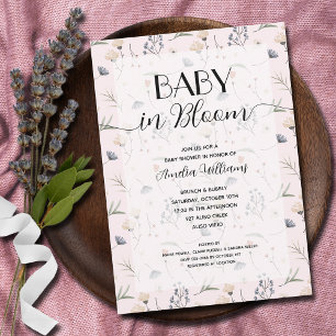 Wildflower Baby in Bloom Pink Girl Shower Invitation
