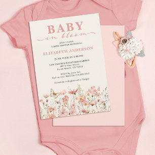 Wildflower Baby in Bloom Pink Invitation