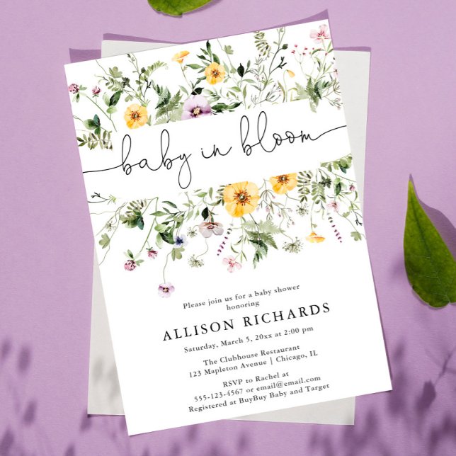 Wildflower Baby in Bloom Spring Floral baby shower Invitation (Creator Uploaded)