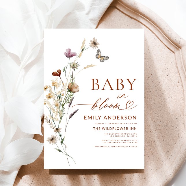 Wildflower Baby in Bloom Terracotta Baby Shower Invitation (Creator Uploaded)