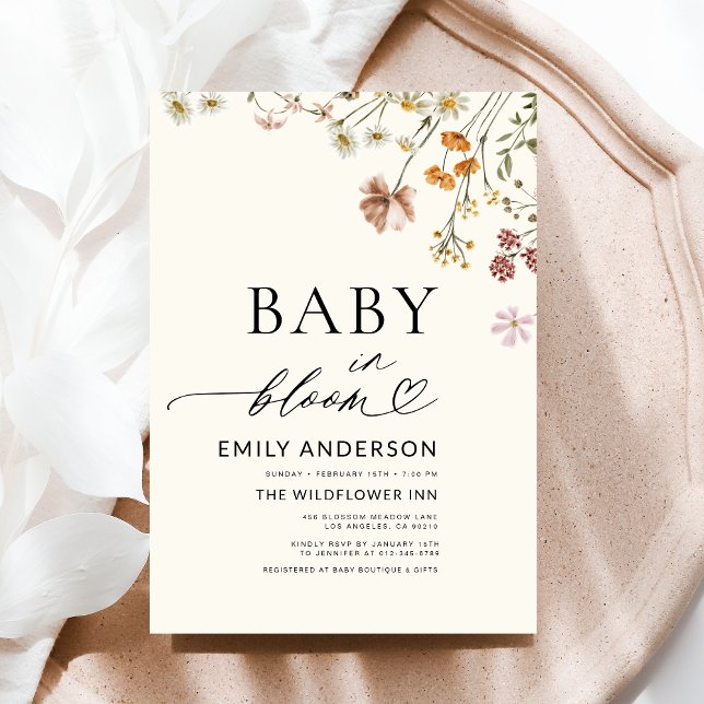 Wildflower Baby in Bloom Terracotta Baby Shower Invitation (Creator Uploaded)