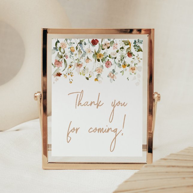 Wildflower Baby in Bloom Thank you for Coming Poster (Boho Spring Floral Baby Shower Thank you for Coming Sign)