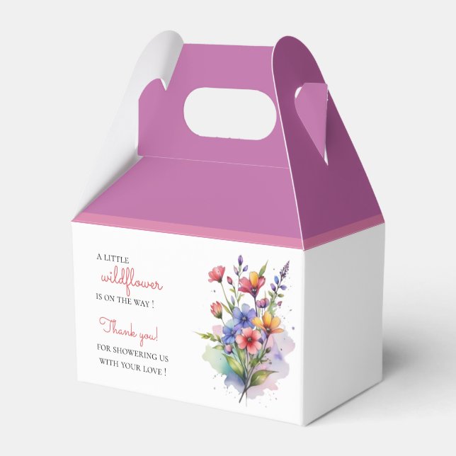 Wildflower baby in bloom watercolor floral favour box (Front Side)