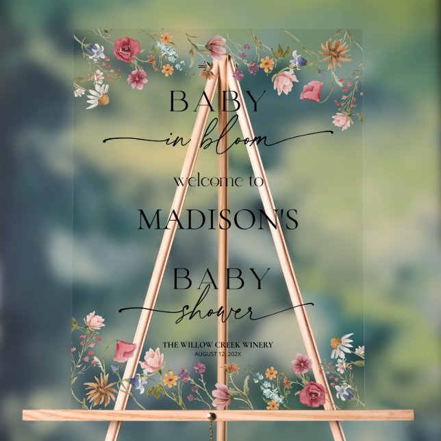 Wildflower Baby In Bloom Welcome Acrylic Sign  (Neutral)