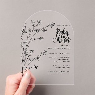 Wildflower Baby Shower  Acrylic Invitations