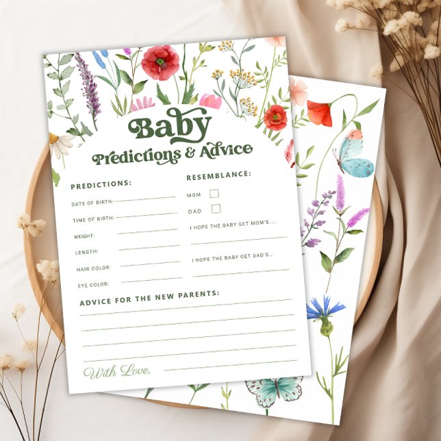 Wildflower Baby Shower Advice And Predictions Card (Wildflower Baby Shower Advice And Predictions Card)