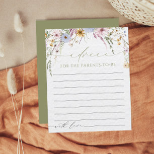Wildflower Baby Shower Advice for the Parents Card