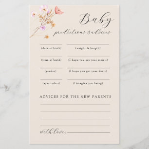 Wildflower Baby Shower Advice Game