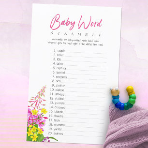 Wildflower Baby Shower Baby Word Scramble Game