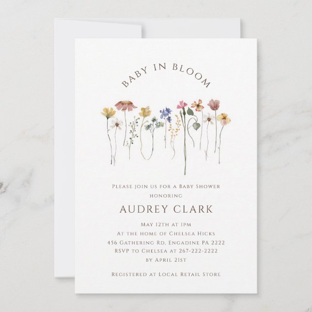 Wildflower Baby Shower Boho Rainbow Invitation (Front)