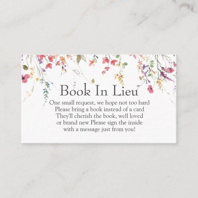 Wildflower Baby Shower Book In Lieu Insert (Front)