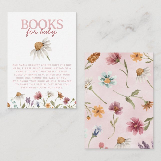 Wildflower Baby Shower Book Request Enclosure Card (Front/Back)