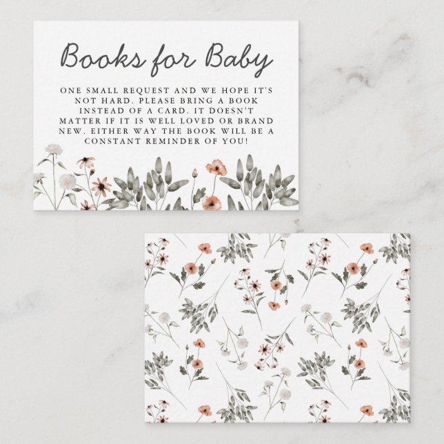 Wildflower Baby Shower Book Request  Enclosure Card (Front/Back)