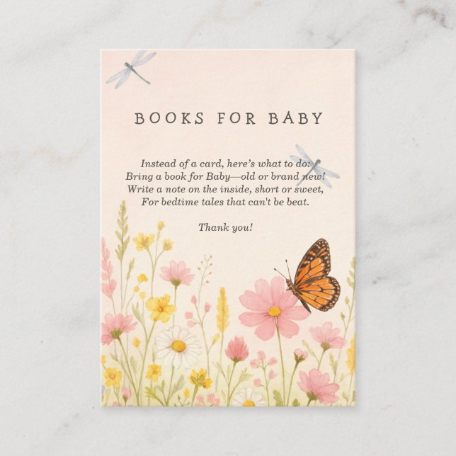 Wildflower Baby Shower Book Request Enclosure Card (Front)