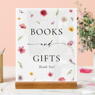 Wildflower Baby Shower Books and Gifts Acrylic Sign