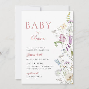 Wildflower Baby Shower Books Diaper Raffle Invitation