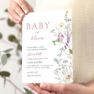 Wildflower Baby Shower Books Diaper Raffle Invitation