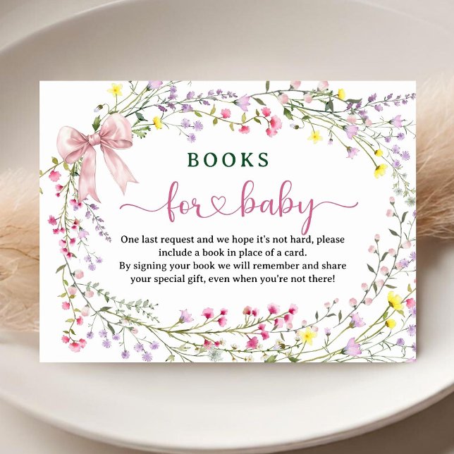 Wildflower Baby Shower Books For Baby Enclosure Card (Creator Uploaded)