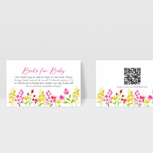 Wildflower Baby Shower Books for Baby QR Code Enclosure Card
