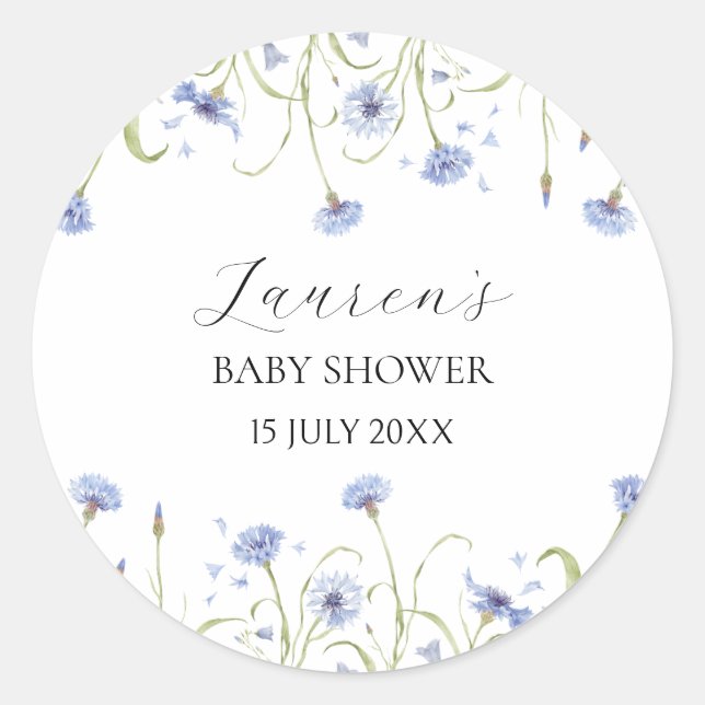  Wildflower Baby Shower Classic Round Sticker (Front)