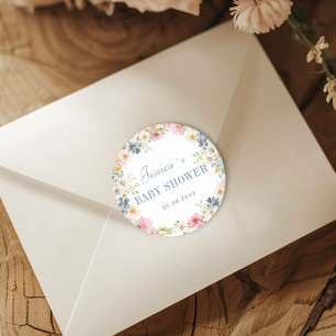 Wildflower Baby Shower Classic Round Sticker