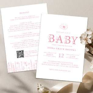 Wildflower Baby Shower Details Back Invitation