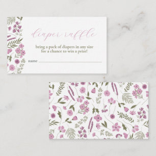 Wildflower Baby Shower Diaper Raffle Card - Purple