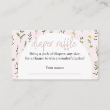 Wildflower Baby Shower Diaper Raffle Cards
