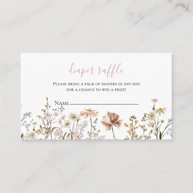 Wildflower Baby Shower Diaper Raffle Enclosure Card (Front)