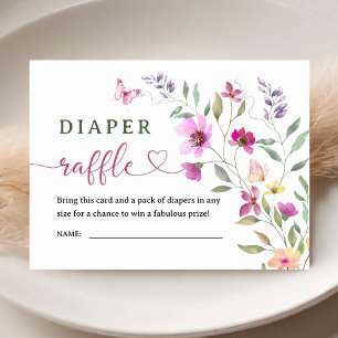 Wildflower Baby Shower Diaper Raffle Enclosure Card