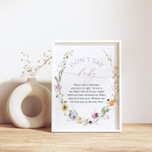 Wildflower Baby Shower "Don't Say Baby" Game Poster