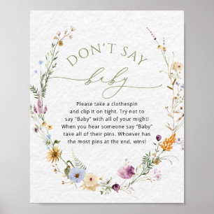 Wildflower Baby Shower Don't Say Baby Game Poster