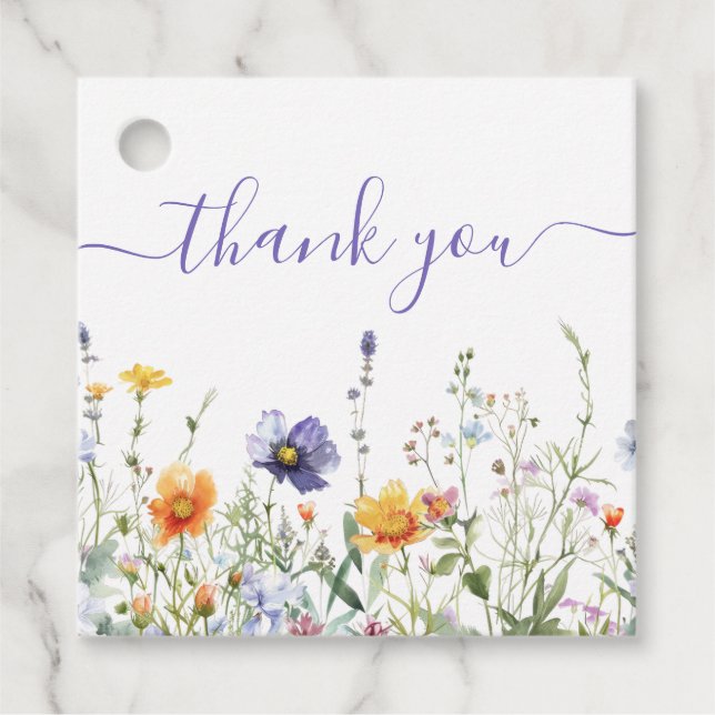 Wildflower Baby Shower Favour Tags (Front)