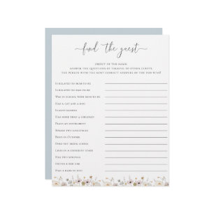 Wildflower Baby Shower Find The Guest Game