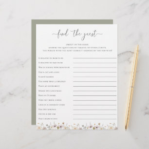 Wildflower Baby Shower Find The Guest Game