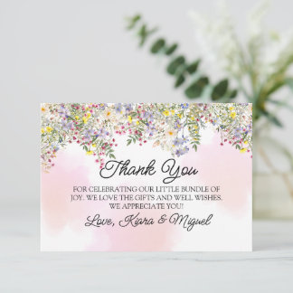 Wildflower Baby Shower Flat Thank You Card