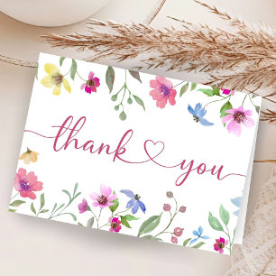 Wildflower Baby Shower Floral Folded Thank You  Card