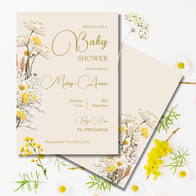 Wildflower Baby Shower Floral Watercolor  Invitation (Creator Uploaded)