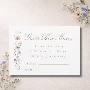 Wildflower Baby Shower Game Guess How Many Card