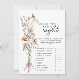 Wildflower Baby Shower Game Guess The Price Card