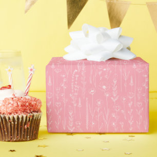 Wildflower Baby Shower Gift Wrap – Dusty Pink