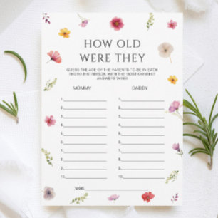 Wildflower Baby Shower Guess Age Game Card