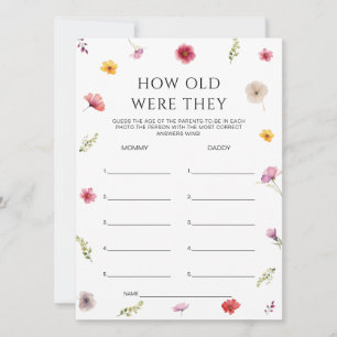 Wildflower Baby Shower Guess Age Game Card