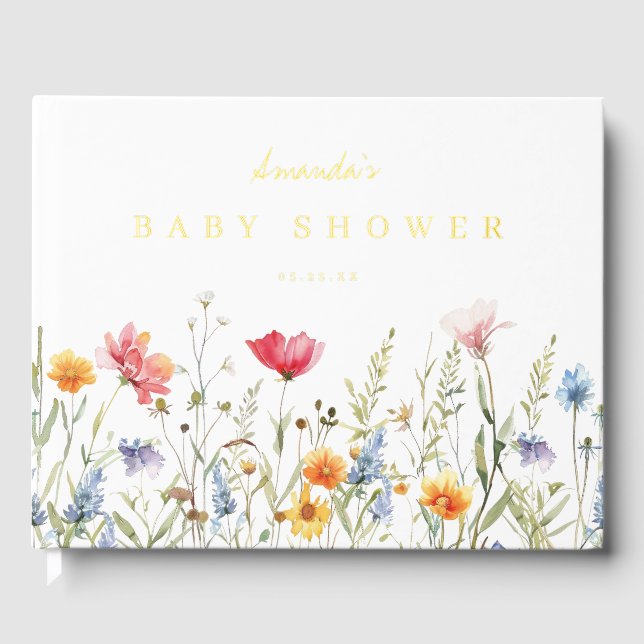 Wildflower Baby Shower Guest Book (Front)