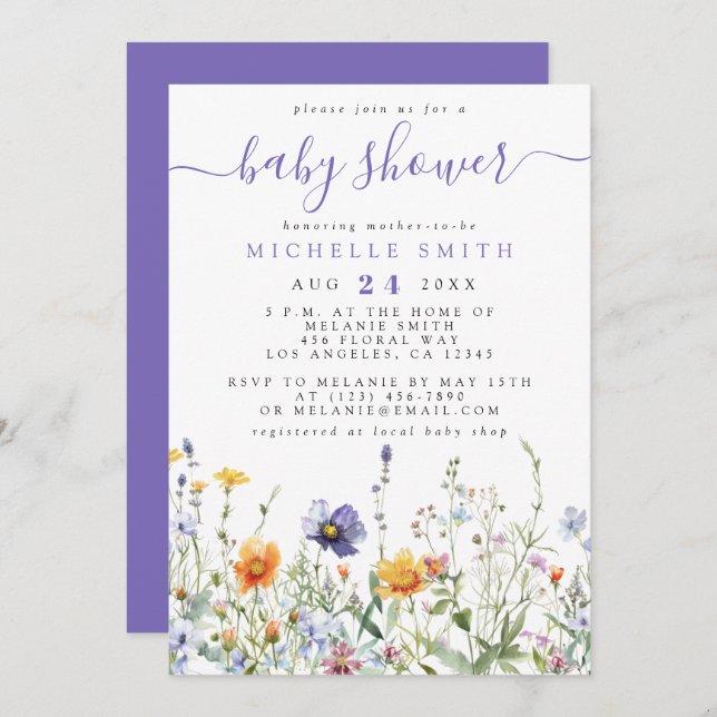 Wildflower Baby Shower Invitation (Front/Back)