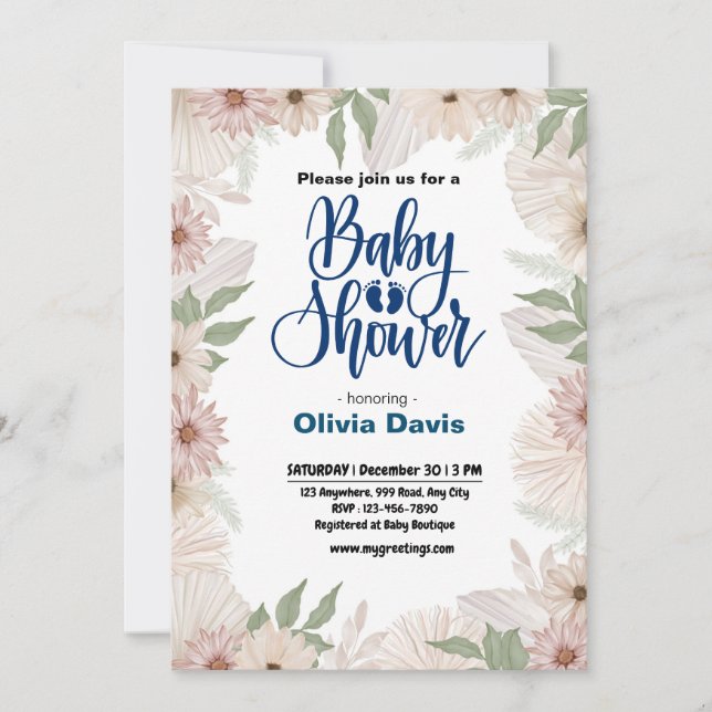 Wildflower Baby Shower Invitation (Front)