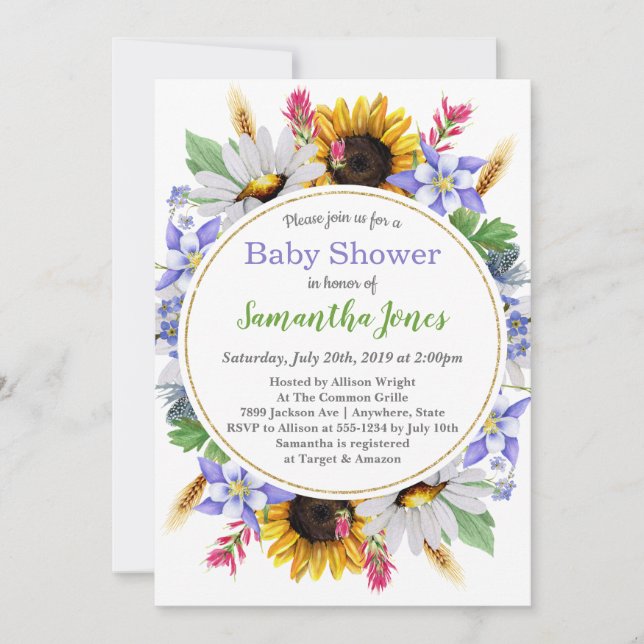 Wildflower Baby Shower Invitation (Front)