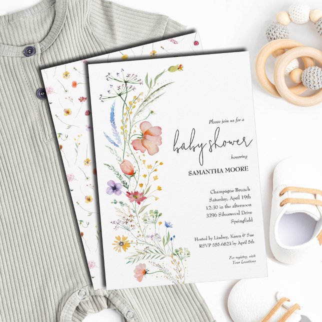 Wildflower Baby Shower Invitation (Wildflower baby shower invitations - PRINTED and/or INSTANT DOWNLOAD)
