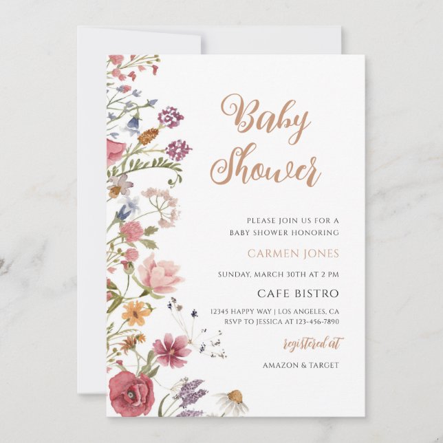 Wildflower Baby Shower Invitation (Front)